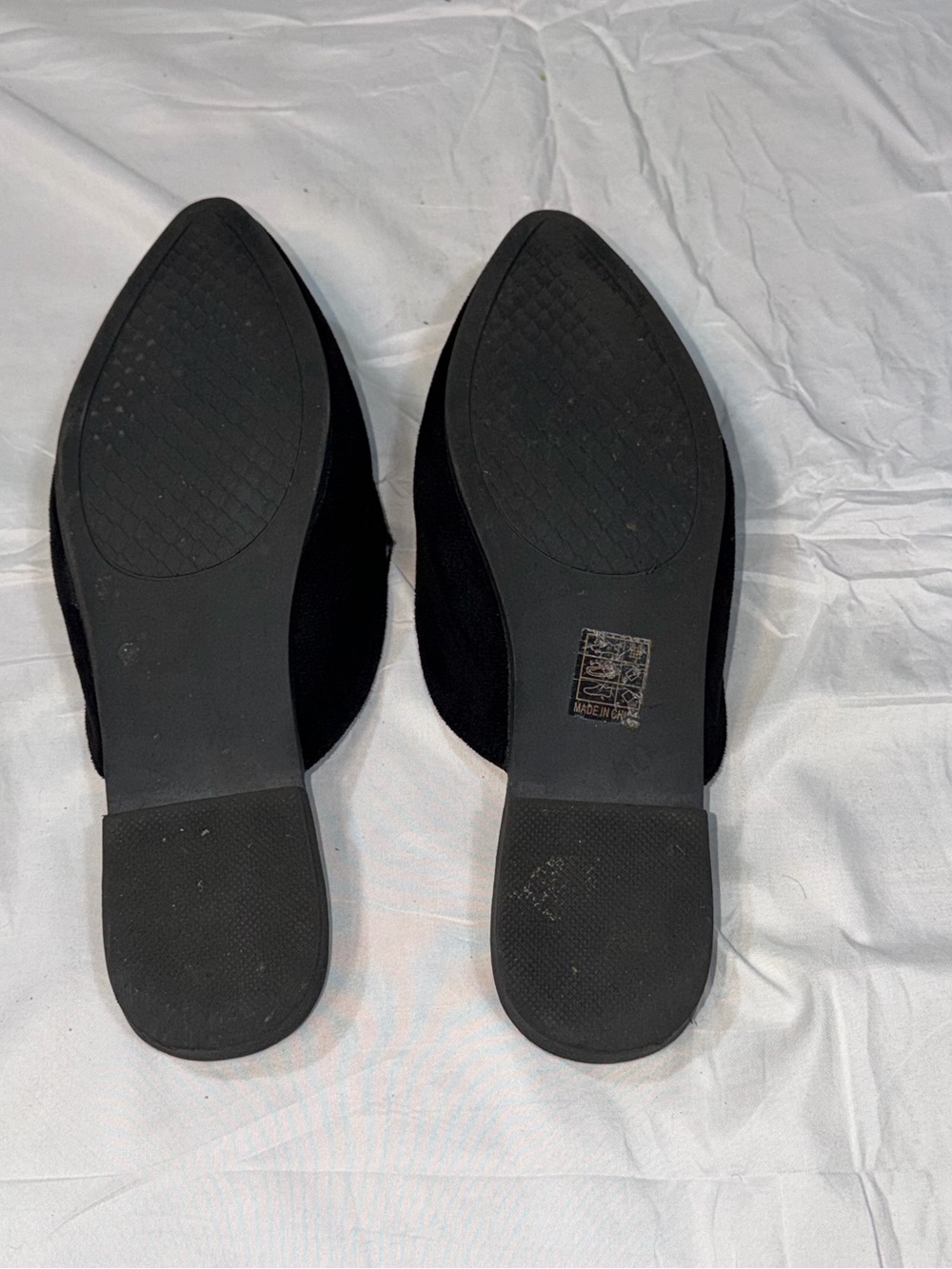 SHEIN Black Suede Pointed Toe Flat Mules Gold Horsebit Buckle Slide Loafers 11 - Picture 7 of 7